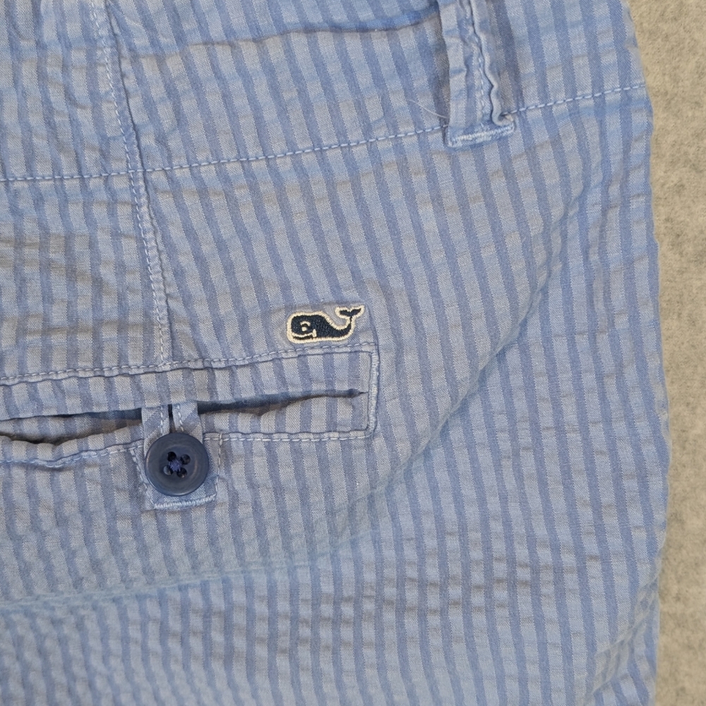 Vineyard Vines Seersucker Shorts Women's 10 Blue 3.5" Stripe Every Day Stretch - Picture 8 of 9